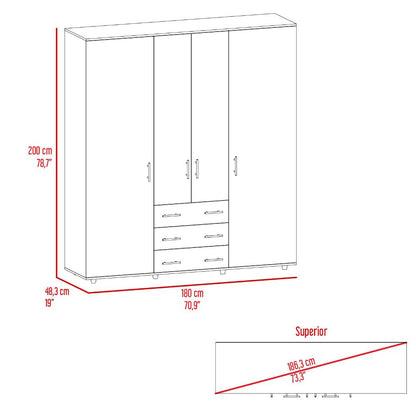 Closet Alto Fontana, Milan y Wengue, con cuatro puertas abatibles