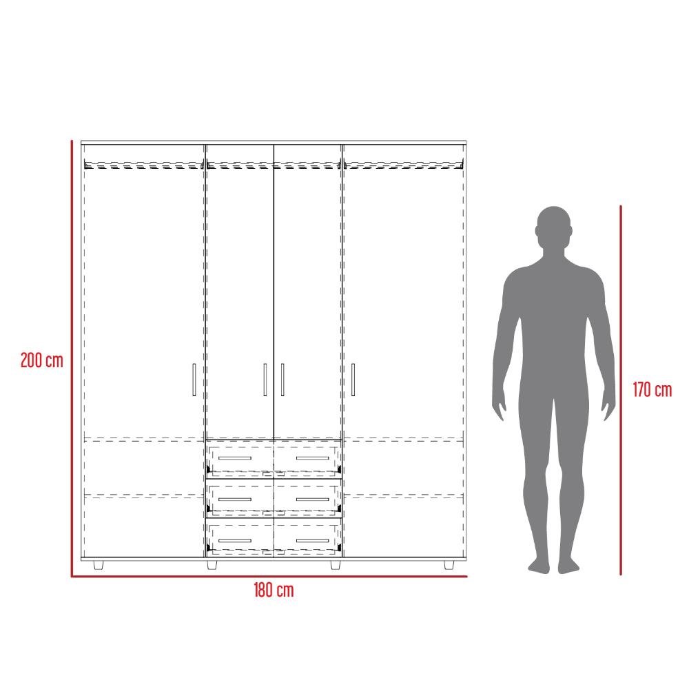 Closet Alto Fontana, Milan y Wengue, con cuatro puertas abatibles