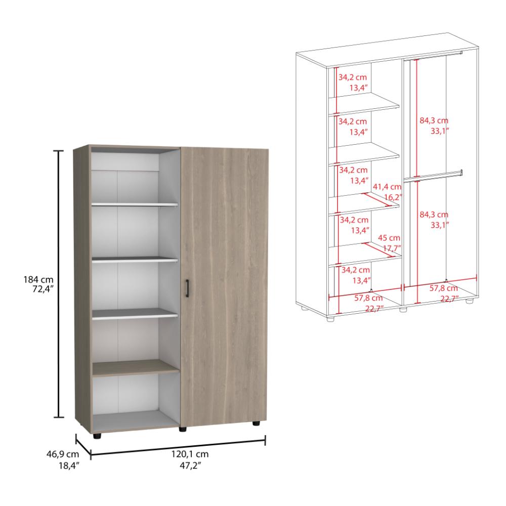 Closet Eco, Bardolino y Blanco, Pequeño con amplios espacios para guardar ropa