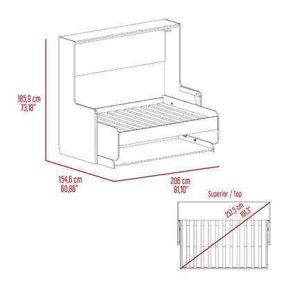 Cama Escritorio Multifuncional Kent, Macadamia y Plata Oscuro, diseñado para ahorra espacio