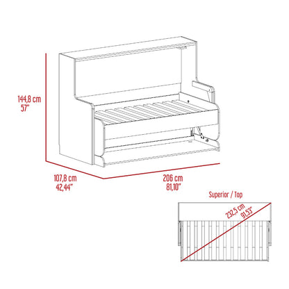 Cama Escritorio Multifuncional Kent, Macadamia y Plata Oscuro, diseñado para ahorra espacio