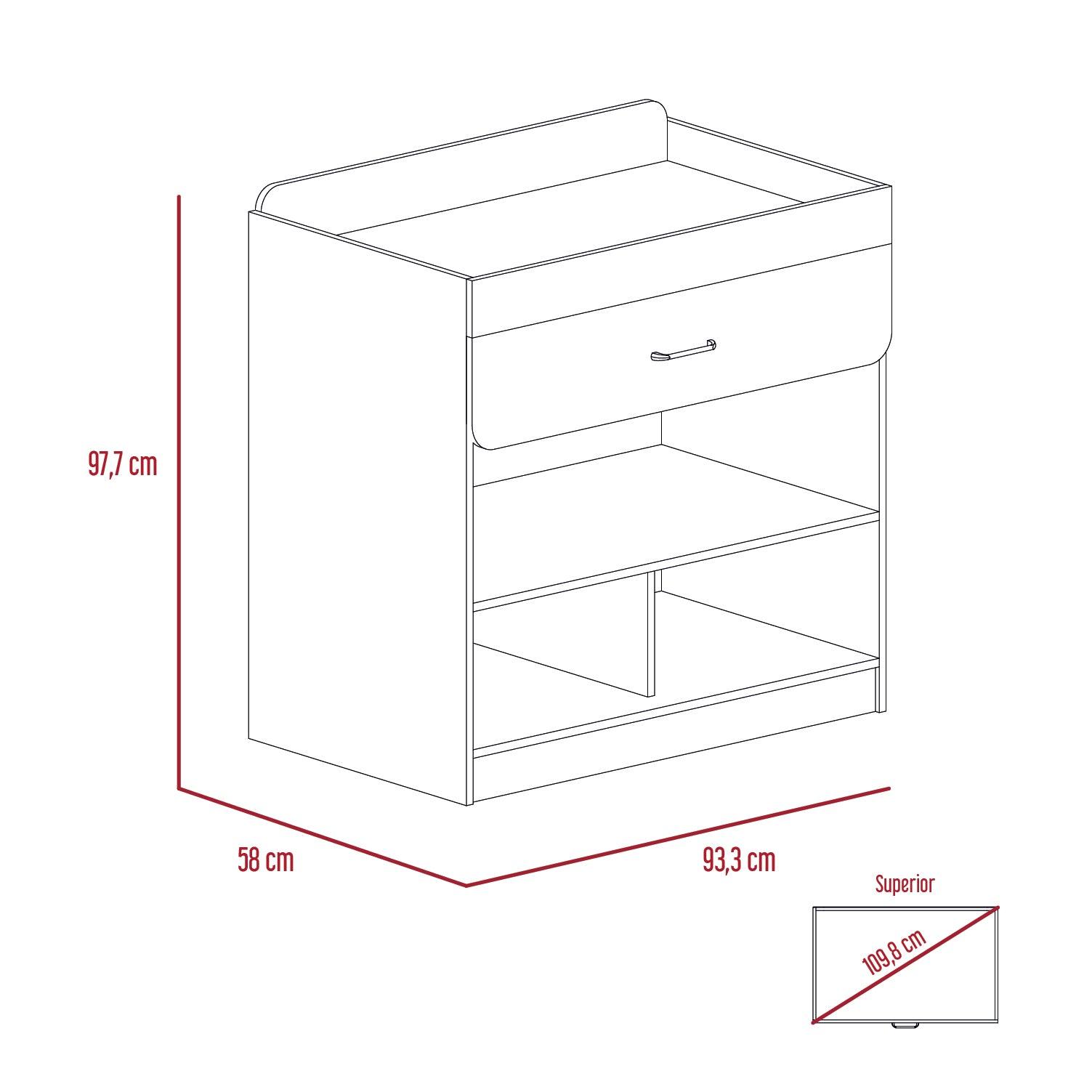 Mueble Cambiador Praga color Blanco para Ambientes.