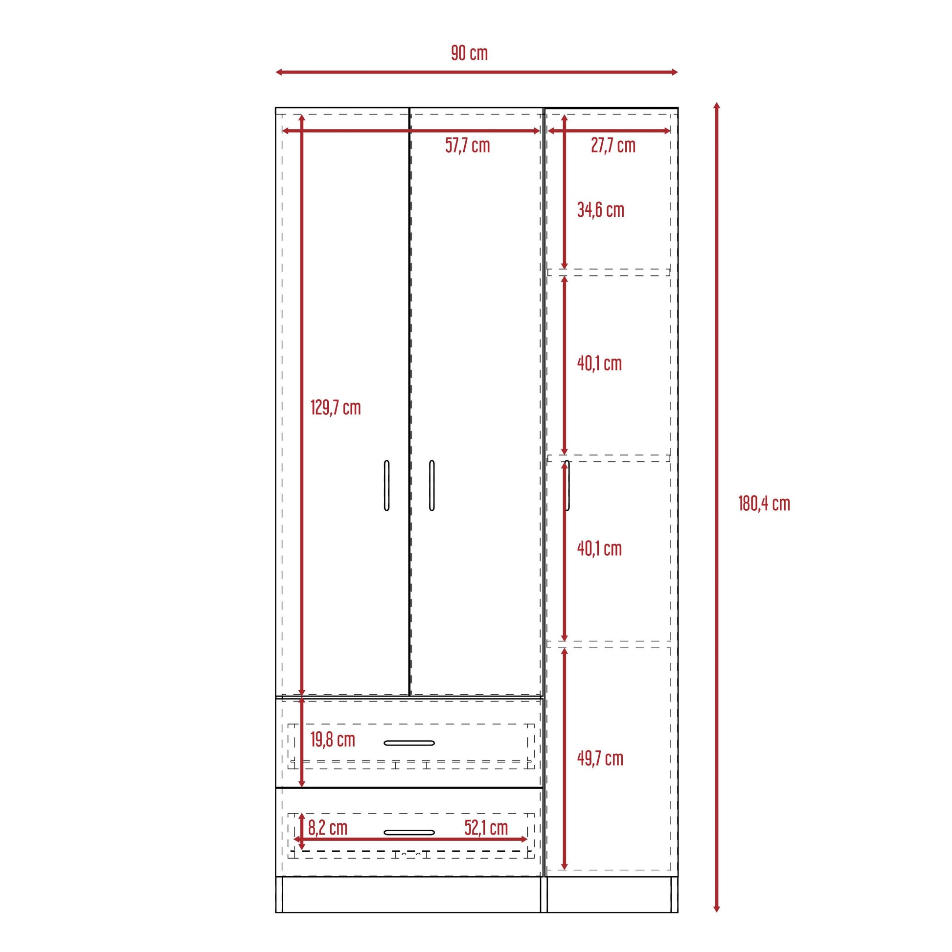 Closet América, Wengue, con Dos Cajones y Variedad de Entrepaños - VIRTUAL MUEBLES