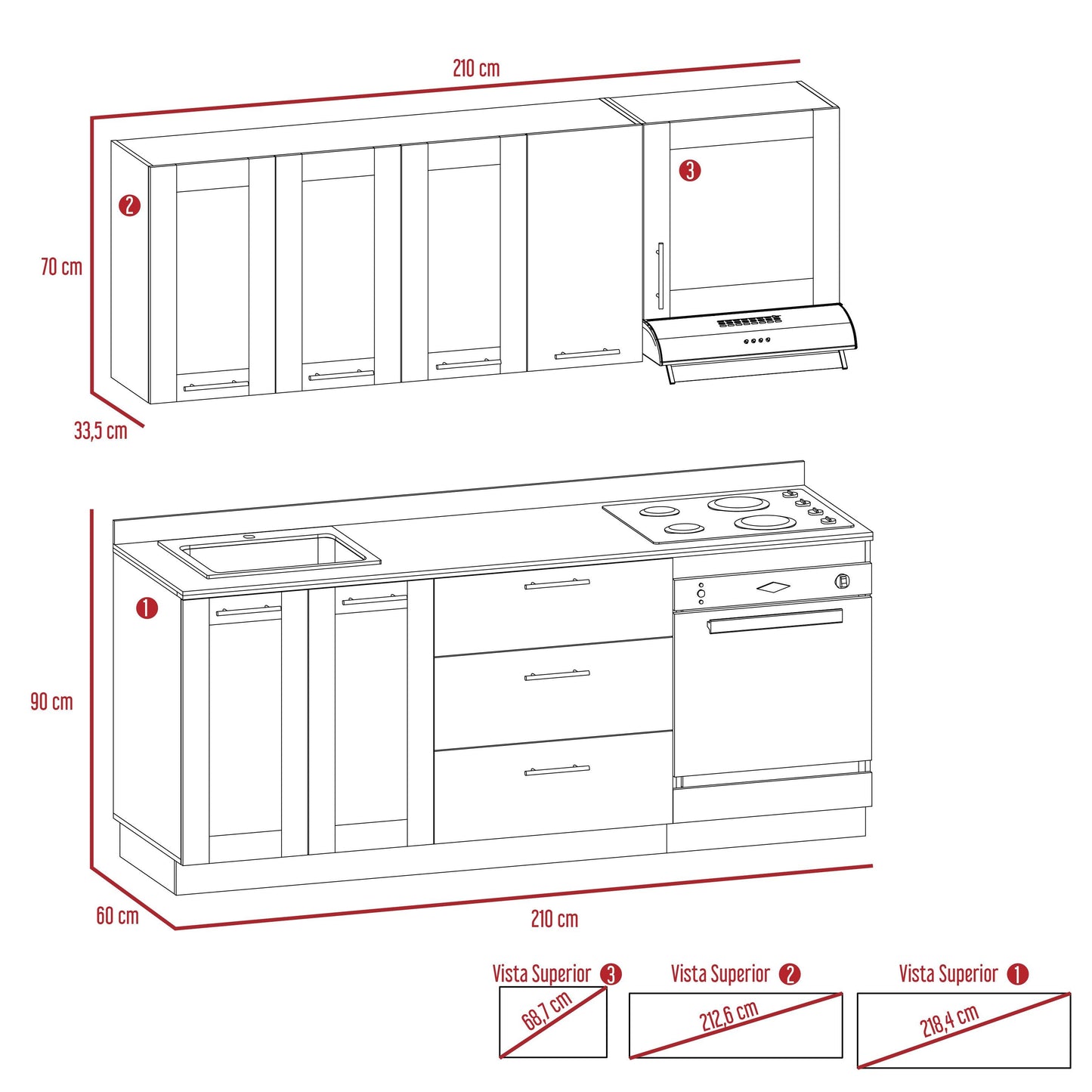 Cocina Integral Elica color Beige.