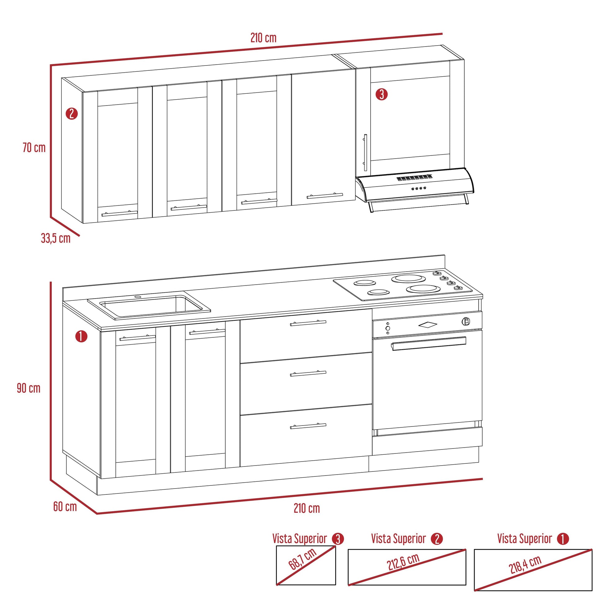 Cocina Integral Elica color Beige.