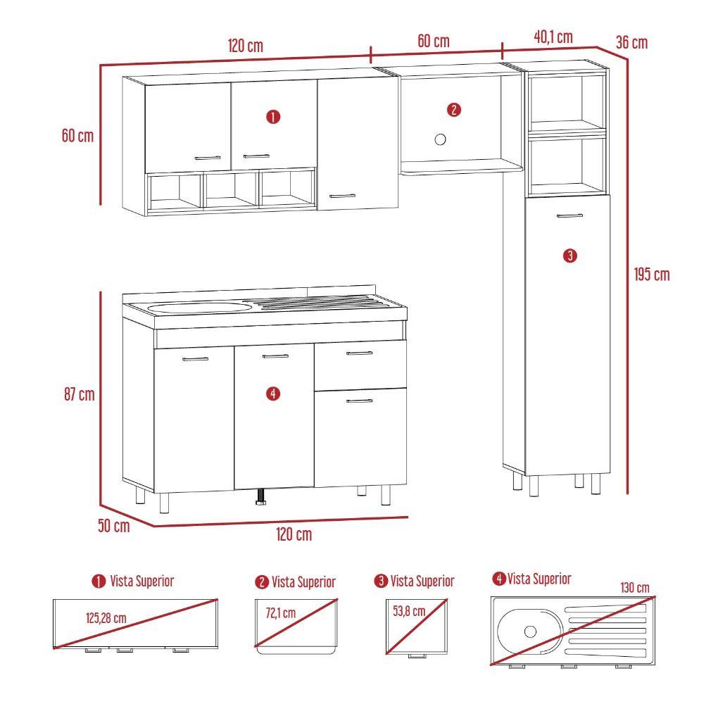 Cocina Integral Osmel color Nacar y Blanco.