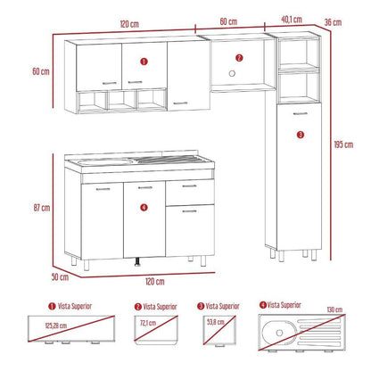 Cocina Integral Osmel color Nacar y Blanco.