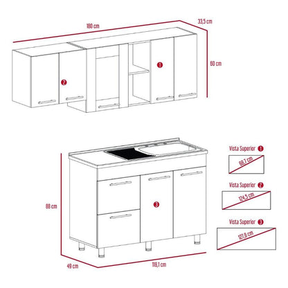 Cocina Integral Kiret color Avellana y Blanco.