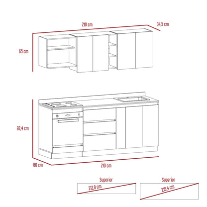 Cocina Integral Thilo color Café claro y Gris.