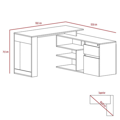 Escritorio en L Alteza color Café claro para Oficina.