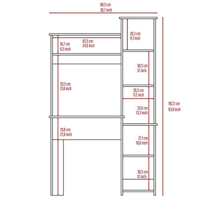 Escritorio Taira, Wengue, con Seis Entrepaños para Ubicar Objetos - VIRTUAL MUEBLES