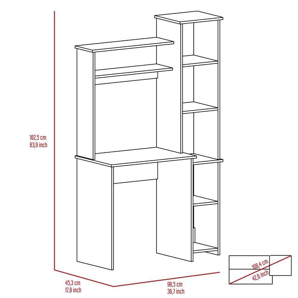 Escritorio Taira, Wengue, con Seis Entrepaños para Ubicar Objetos - VIRTUAL MUEBLES