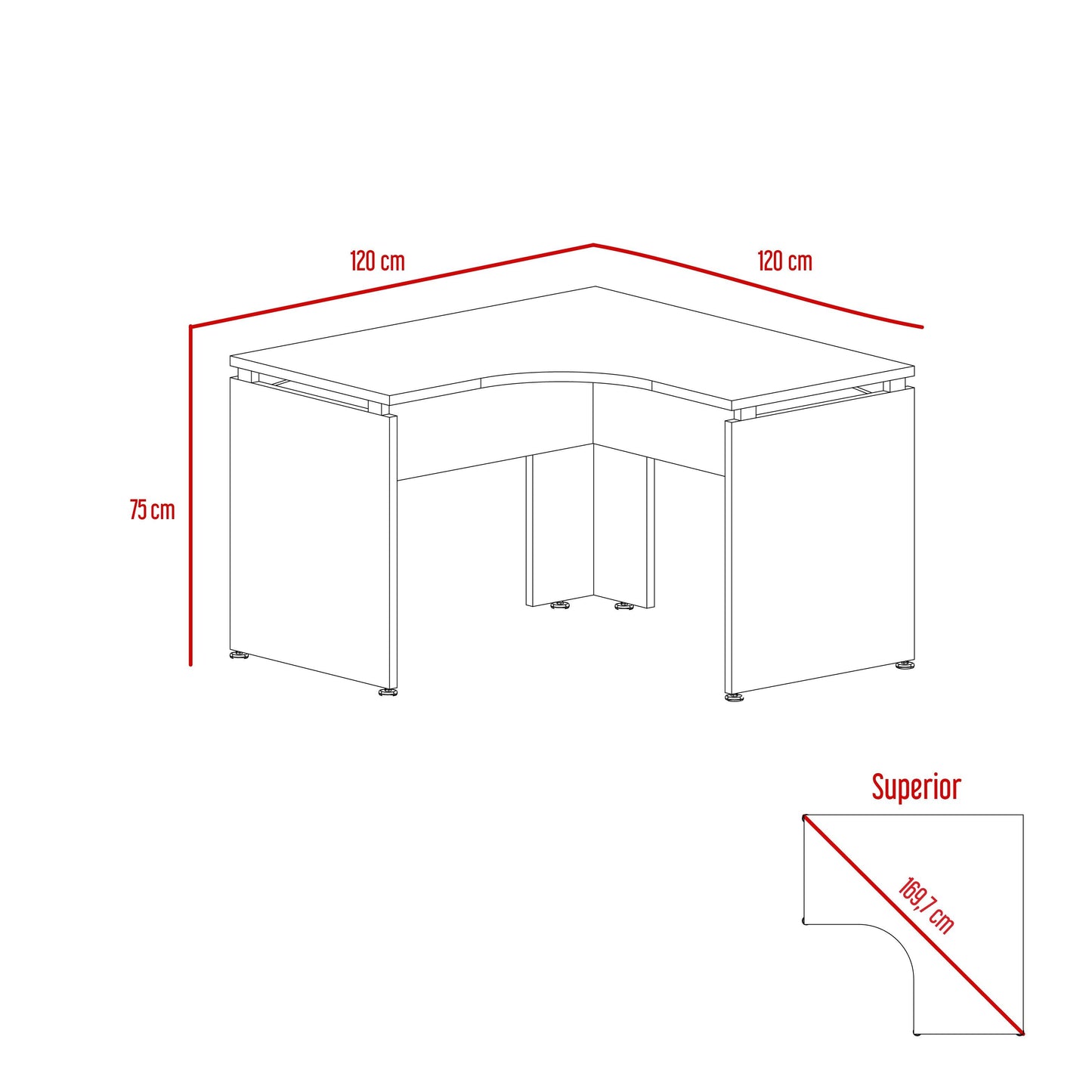 Escritorio En L Concept, Chocolate y Wengue, con Amplia Superfice - VIRTUAL MUEBLES