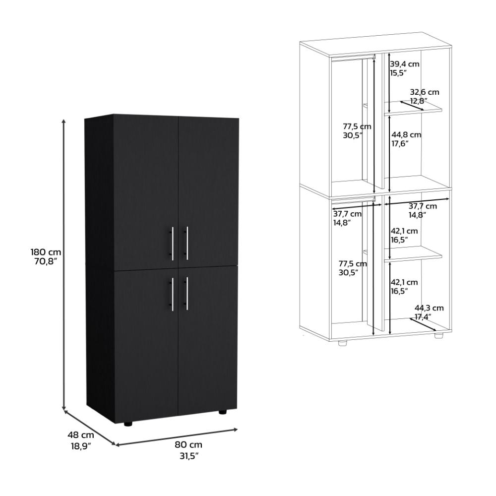 Closet Hancel, Wengue, Cuatro Puertas Abatibles y Dos Tubos Cromados