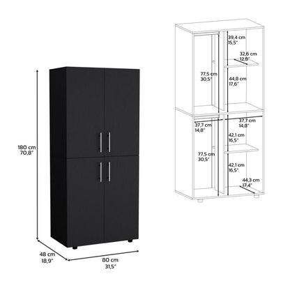 Closet Hancel, Wengue, Cuatro Puertas Abatibles y Dos Tubos Cromados