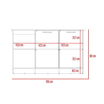 Barra de Cocina Samara, Blanco y Piedra, con Tres Entrepaños ZF - VIRTUAL MUEBLES