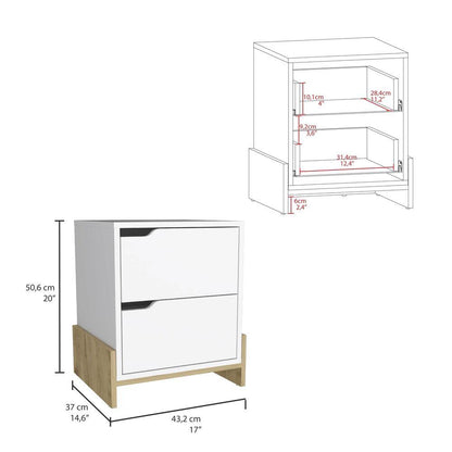 Mesa de Noche Galanto, Blanco Nevado y Macadamia, con Una Puerta Batiente ZF - VIRTUAL MUEBLES