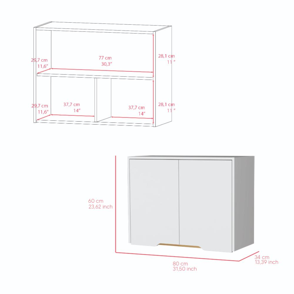 Gabinete Superior Soler, Blanco y Macadamia, con dos puertas y facil instalación  80