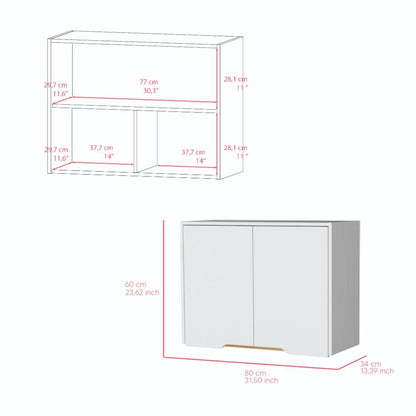 Gabinete Superior Soler, Blanco y Macadamia, con dos puertas y facil instalación  80