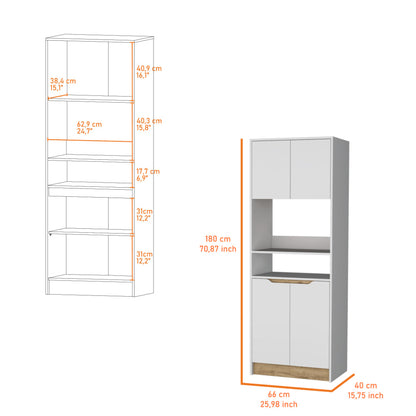 Modulo Microondas Soler, Blanco y Macadamia, con cuatro puertas abatibles