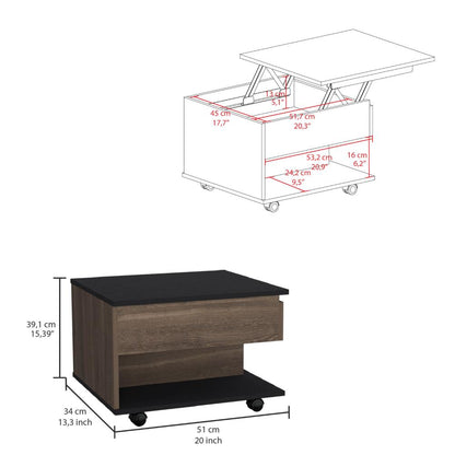 Mesa de Centro Salento, Milan y Wengue, con Un Cajón Interno Multiusos