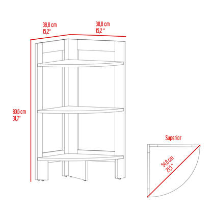 Mesa Auxiliar Esquinera, Athos, Blanco, con Tres Entrepaños - VIRTUAL MUEBLES