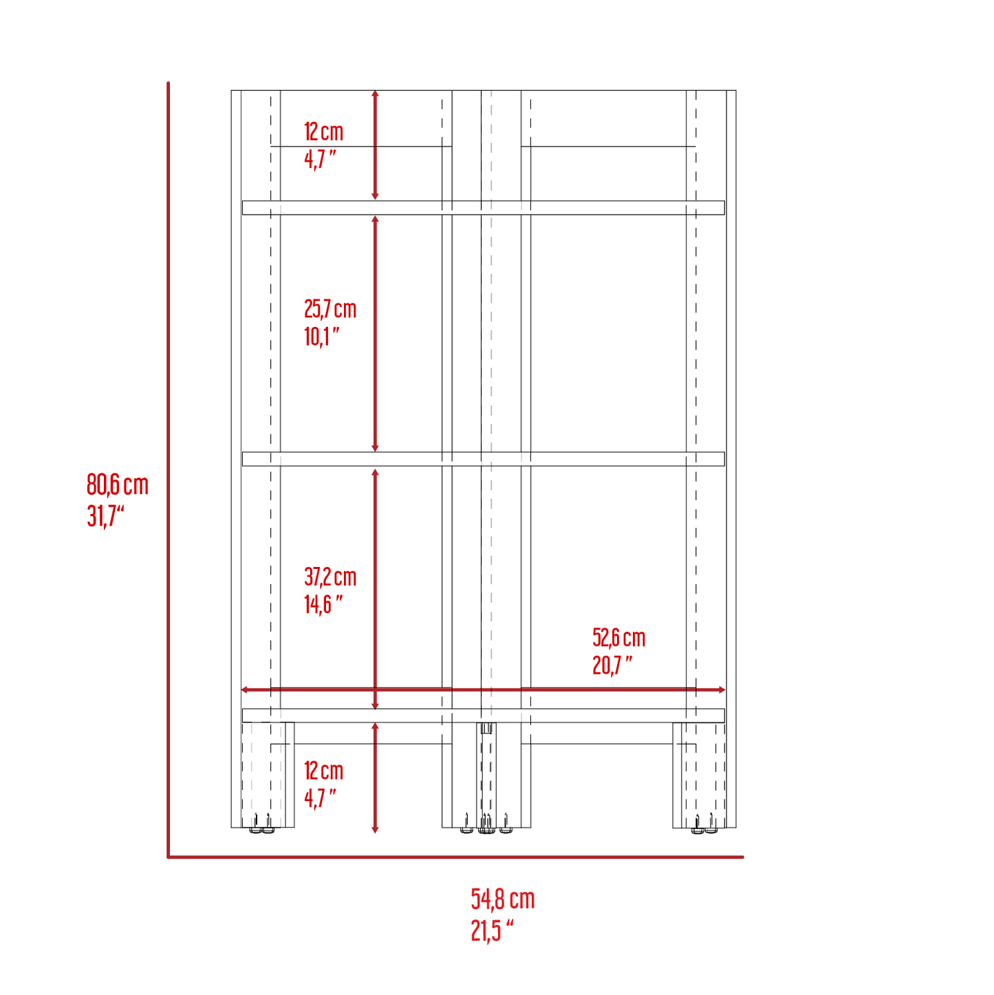 Mesa Auxiliar Esquinera, Athos, Macadamia, con Tres Entrepaños - VIRTUAL MUEBLES