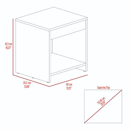 Mesa de Noche Crotam, Humo y Blanco, con diseño moderno