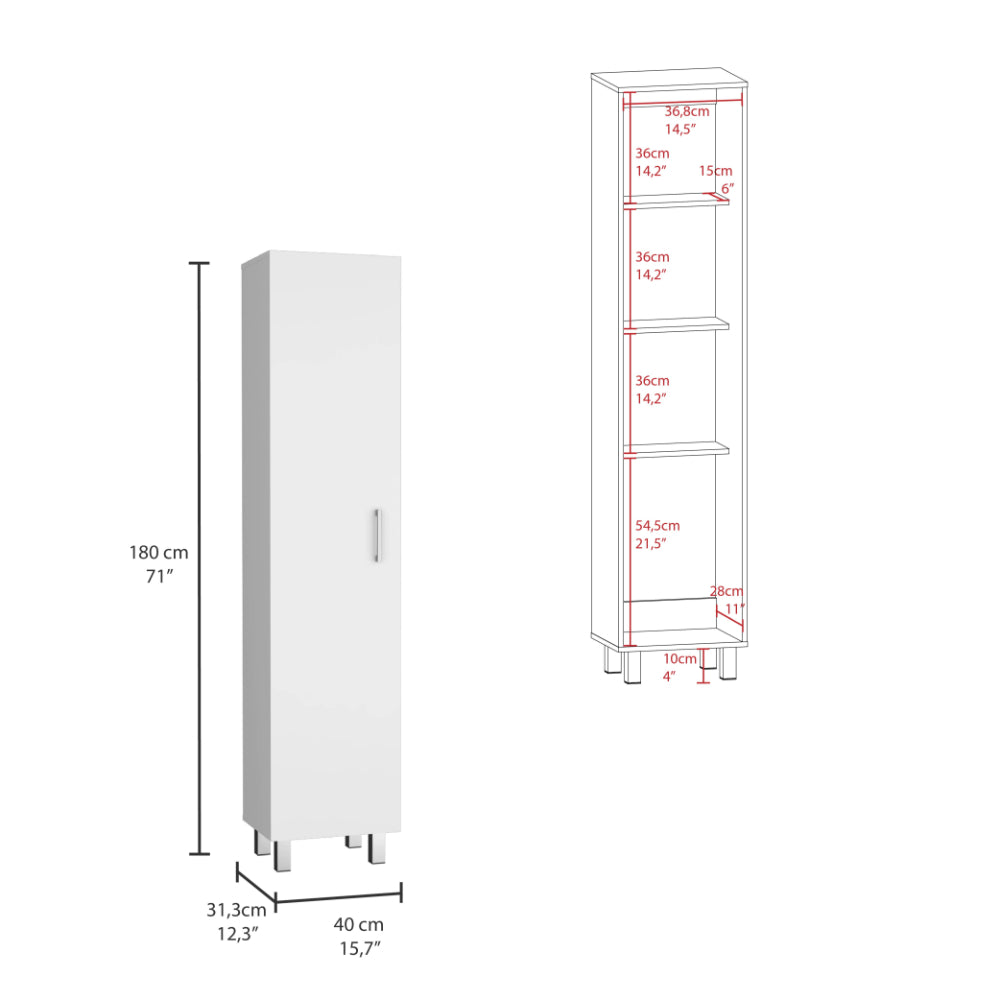 Mueble de Aseo Vinto, Blanco, con colgador de escobas