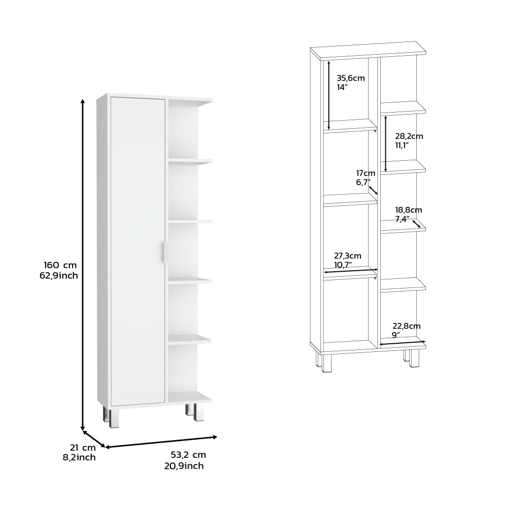 Mueble Auxiliar de Baño Crovic, Blanco, con puerta abatible