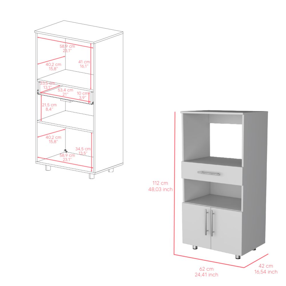 Modulo Microondas Worland, Blanco, dos puertas abatibles con manijas metalicas