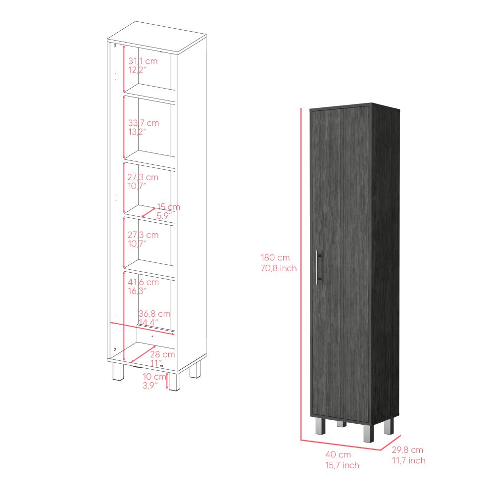 Mueble de Aseo Jalisco, Gris, Gran Espacio Para Almacenar articulos de Aseo, con Colgadero de Escobas