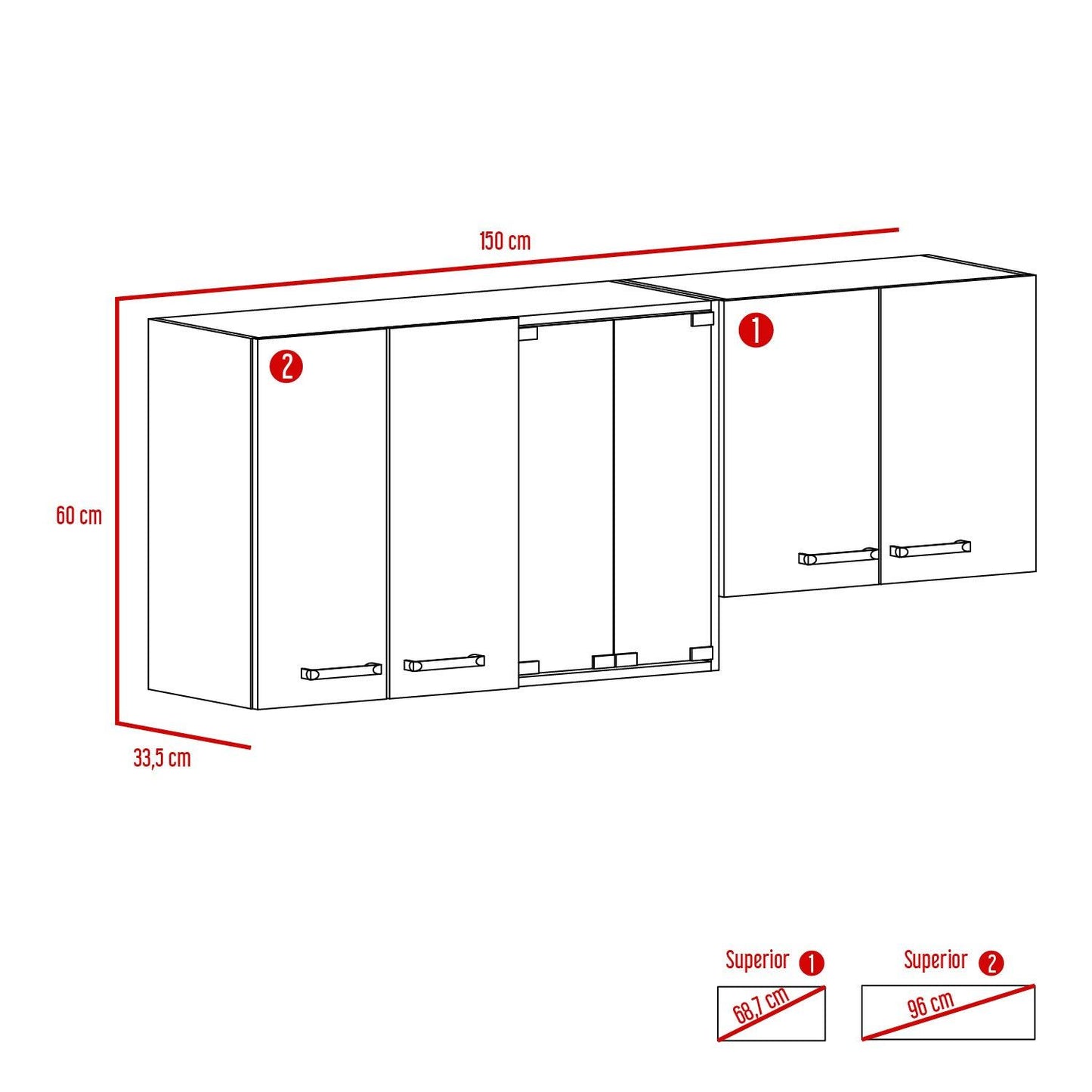 Gabinete Superior Eris, Miel y Blanco, con Amplio Espacio para ubicar Articulos de Cocina - VIRTUAL MUEBLES