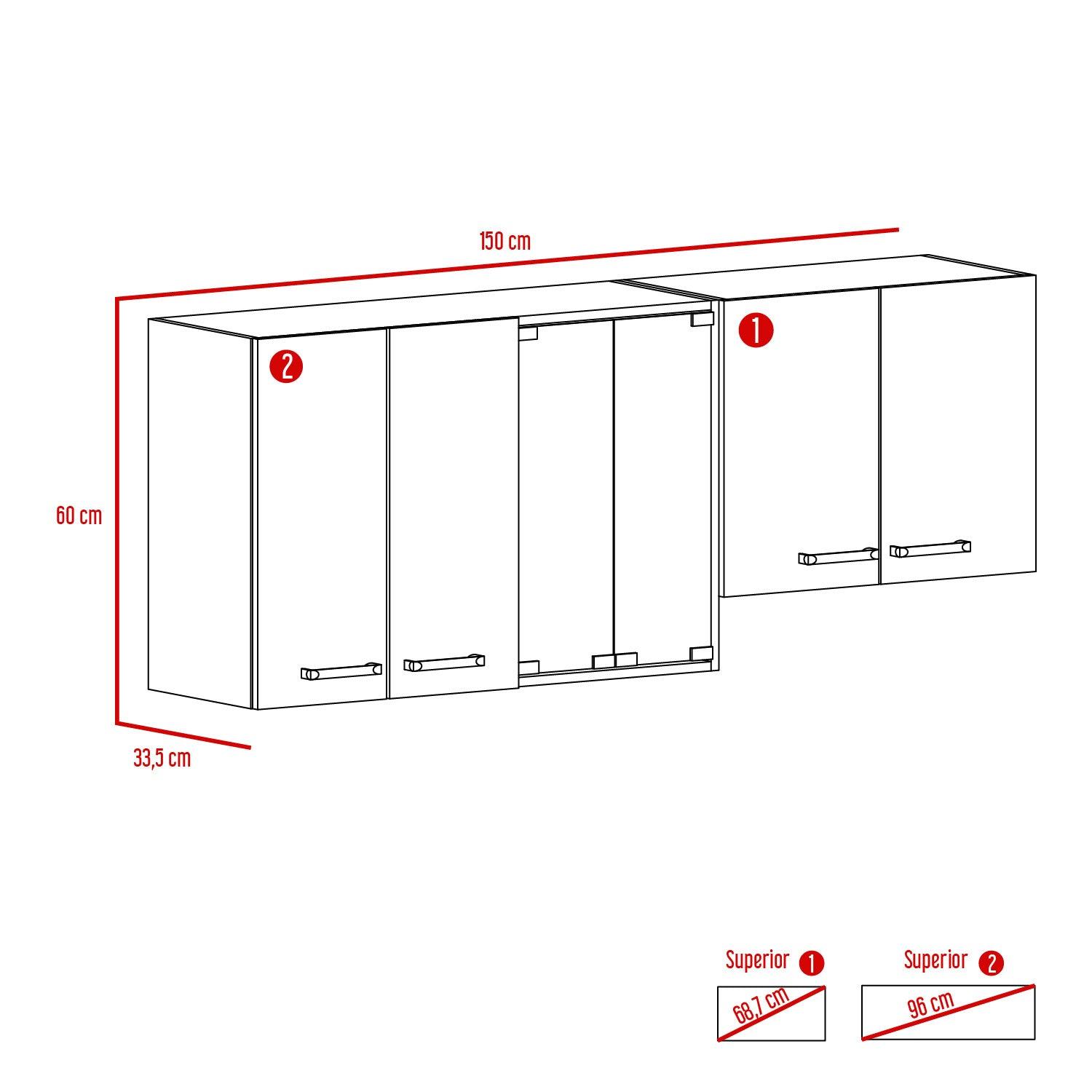 Gabinete Superior Eris, Miel y Blanco, con Amplio Espacio para ubicar Articulos de Cocina - VIRTUAL MUEBLES