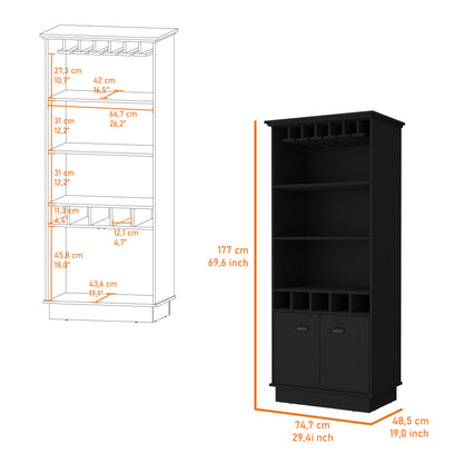 Bar Dund, Wengue, con espacio superior para copas