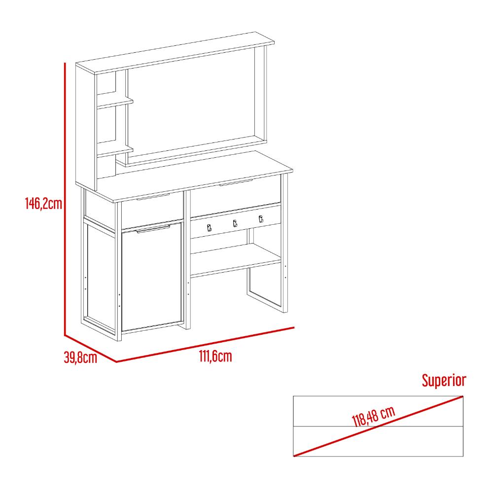 Mueble Tocador o Barberia Holly, Milan, con una puerta y dos cajones