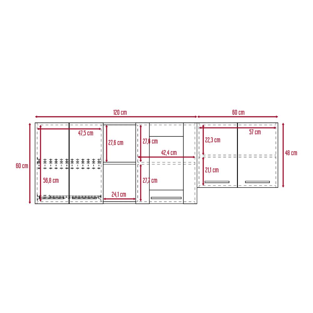 Gabinete Superior Kiret, Nacar y Blanco, Incluye Modulo Campana Hc