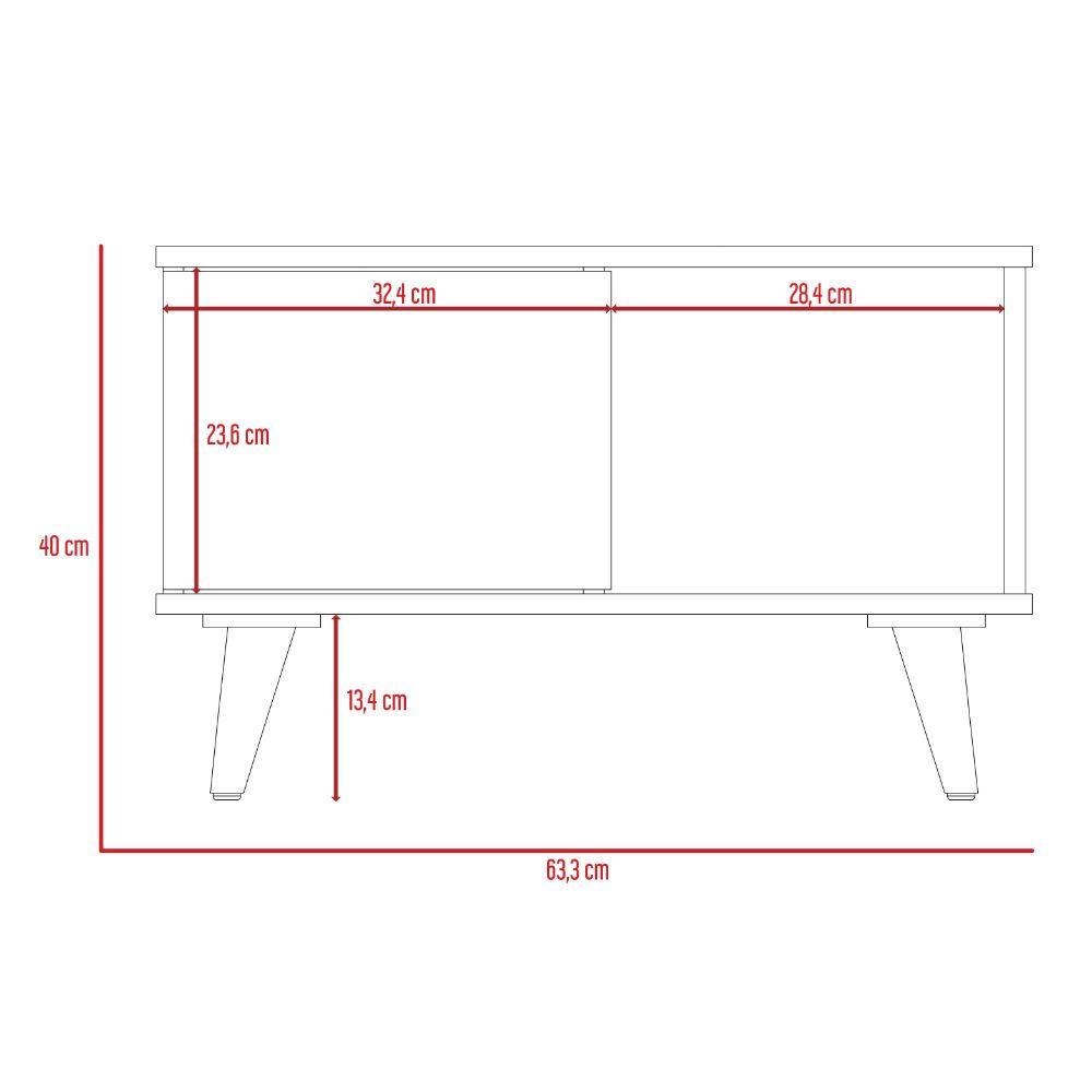 Mesa de Centro Atlas, Café Claro y Blanco, con Puerta y Patas de Madera 63 - VIRTUAL MUEBLES