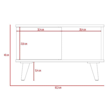 Mesa de Centro Atlas, Café Claro y Blanco, con Puerta y Patas de Madera 63 - VIRTUAL MUEBLES