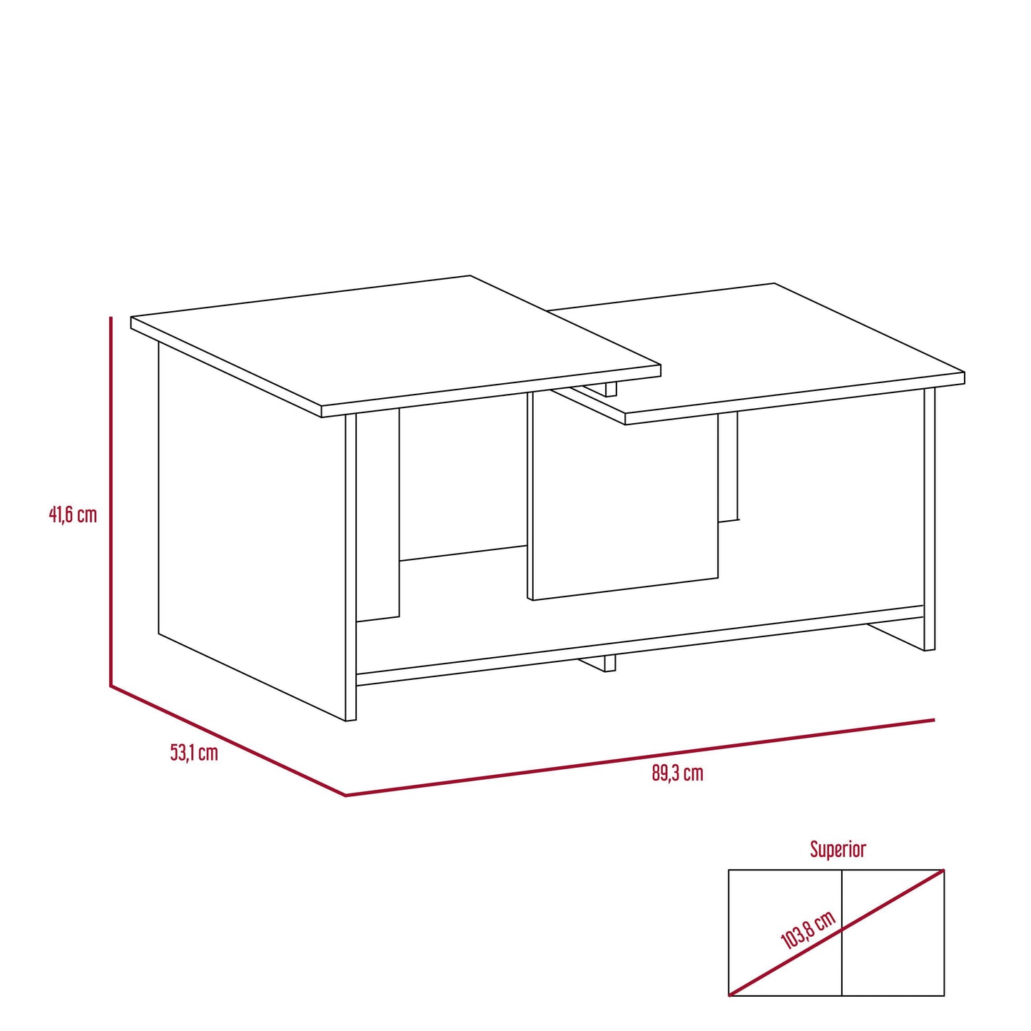 Mesa de Centro Thiny color Wengue para Sala.