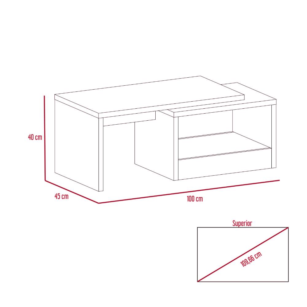 Mesa de Centro Wesley, Wengue y Miel, con Amplio Espacio Ideal Para Ubicar Decoraciones