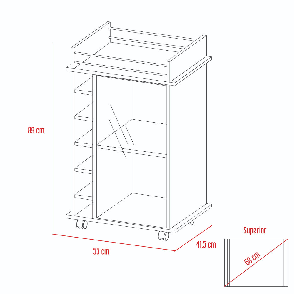 Bar Dukaty, Beige, con Rodachines Para Su Fácil Desplazamiento