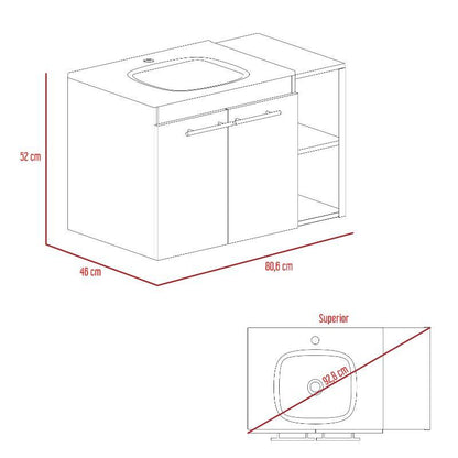 Mueble Lavamos Anney color Café claro para Baño.