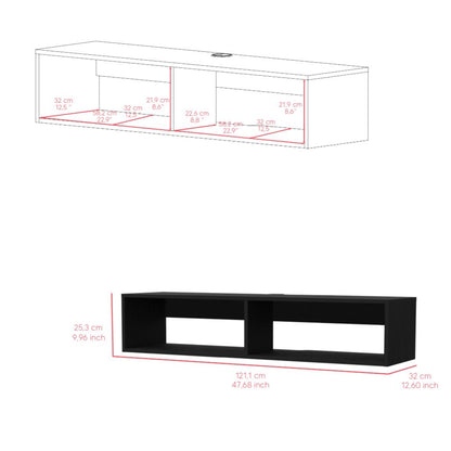 Mesa Para Tv Flotante Rocky, Wengue, Apto pata TV de hasta 45''