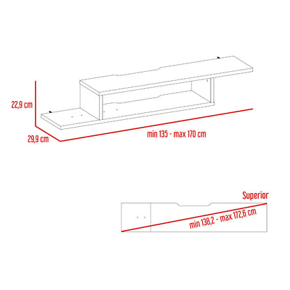 Mesa Para Tv Flotante Dilix, Avellana, con superficie para objetos decorativos