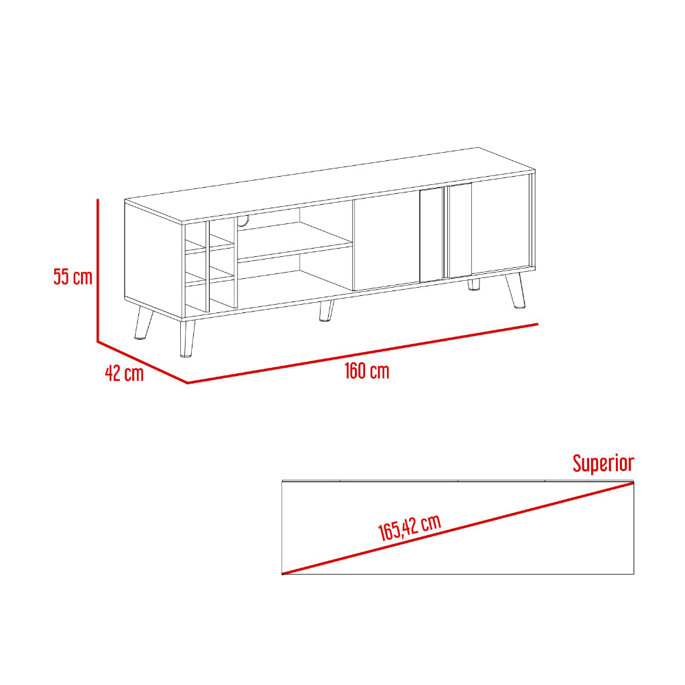 Mesa para TV Lannez, Milan y Capri, con dos puertas abatibles 65"