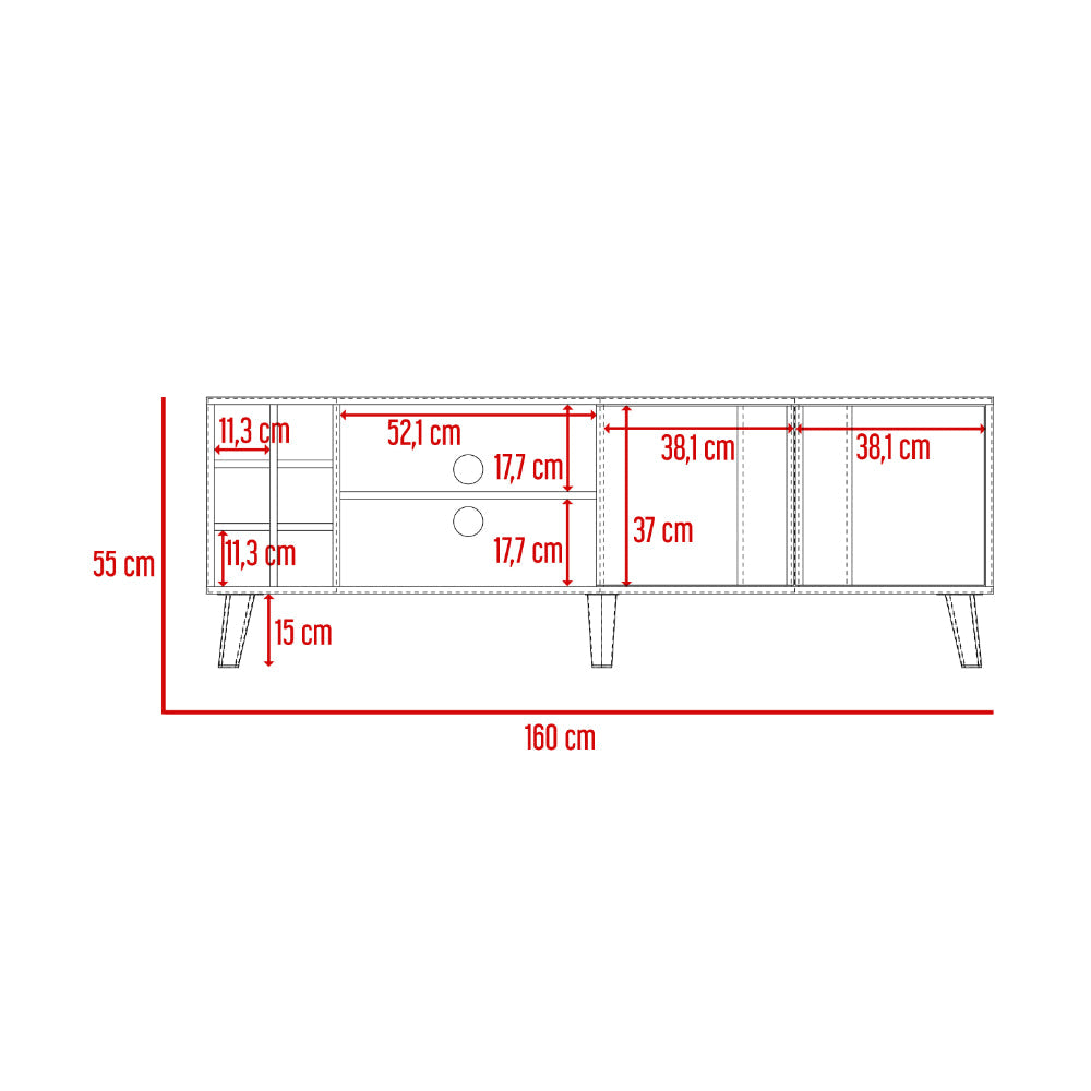 Mesa para TV Lannez, Milan y Capri, con dos puertas abatibles 65"