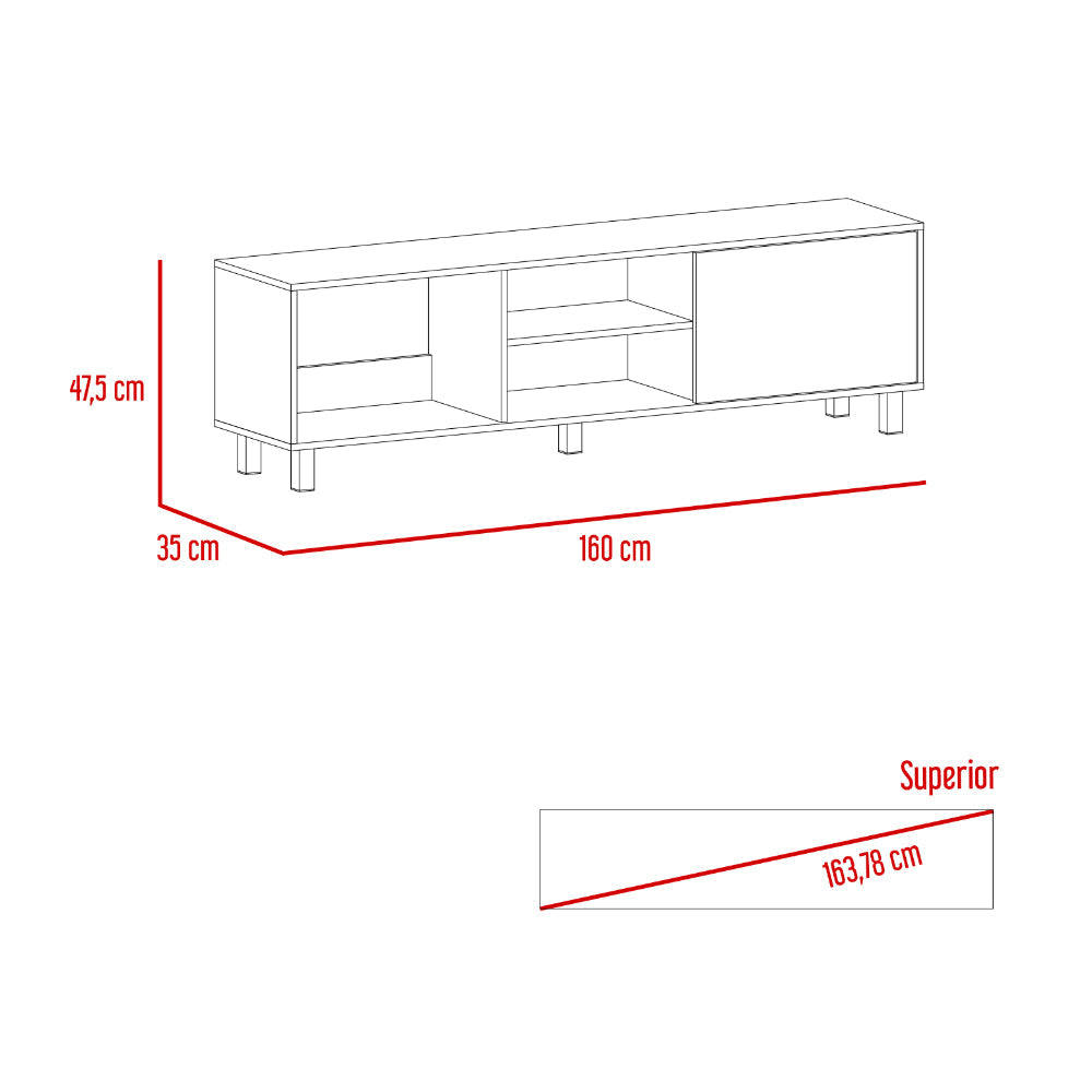 Mesa Para Tv Tunez, Blanco, Para Televisor Hasta 70 Pulgadas