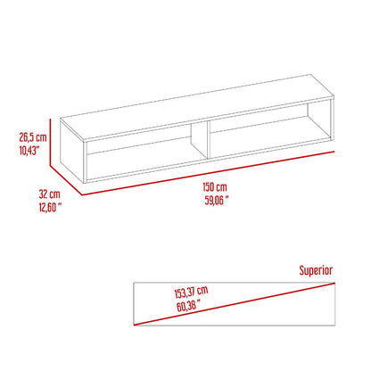 Mesa Para Tv Flotante Kerin, Canela, con dos espacios para ubicar objetos