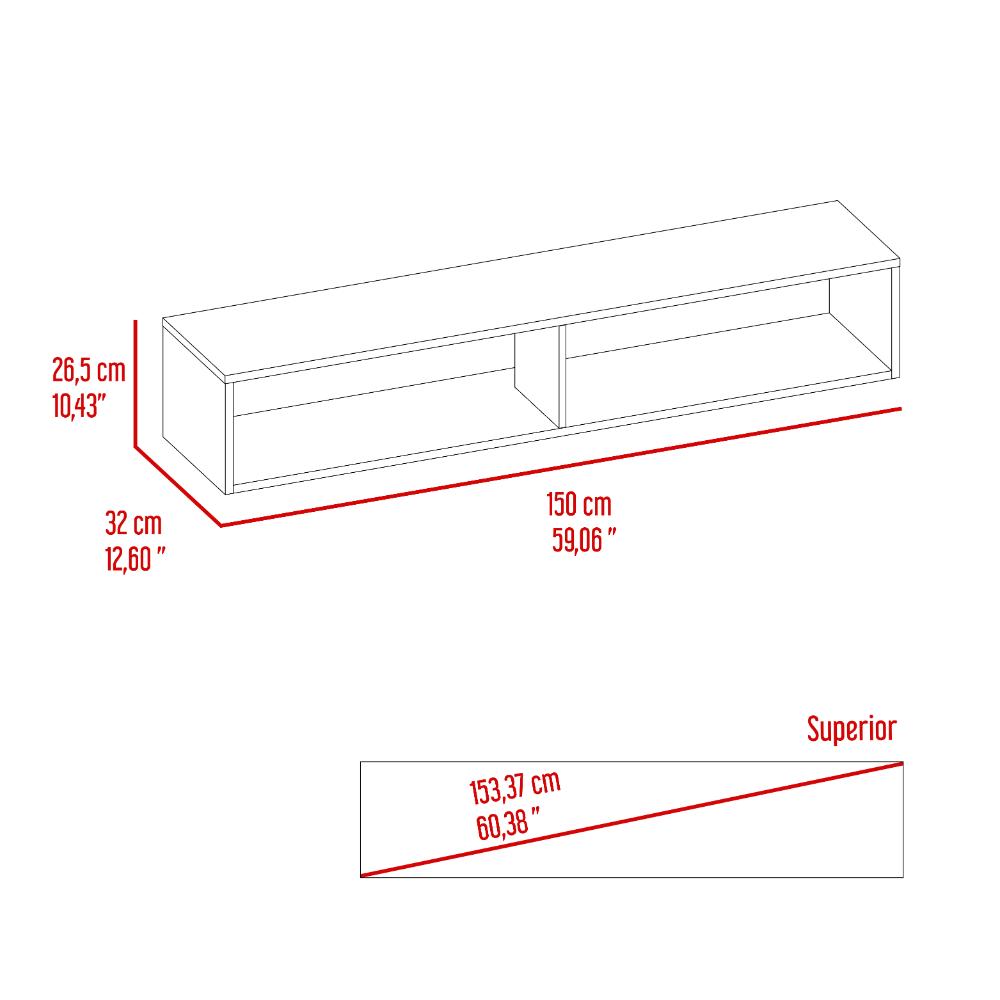 Mesa Para Tv Flotante Kerin, Avellana, con dos espacios para ubicar objetos